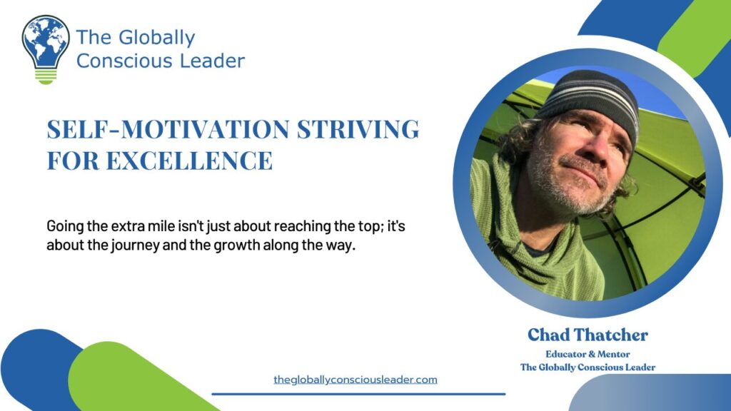 Self-motivation and excellence concept by The Globally Conscious Leader. Image of a thoughtful man in nature.
