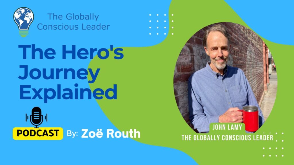 Podcast cover for The Hero's Journey Explained by Zoë Routh, featuring an outdoor portrait of a guest.